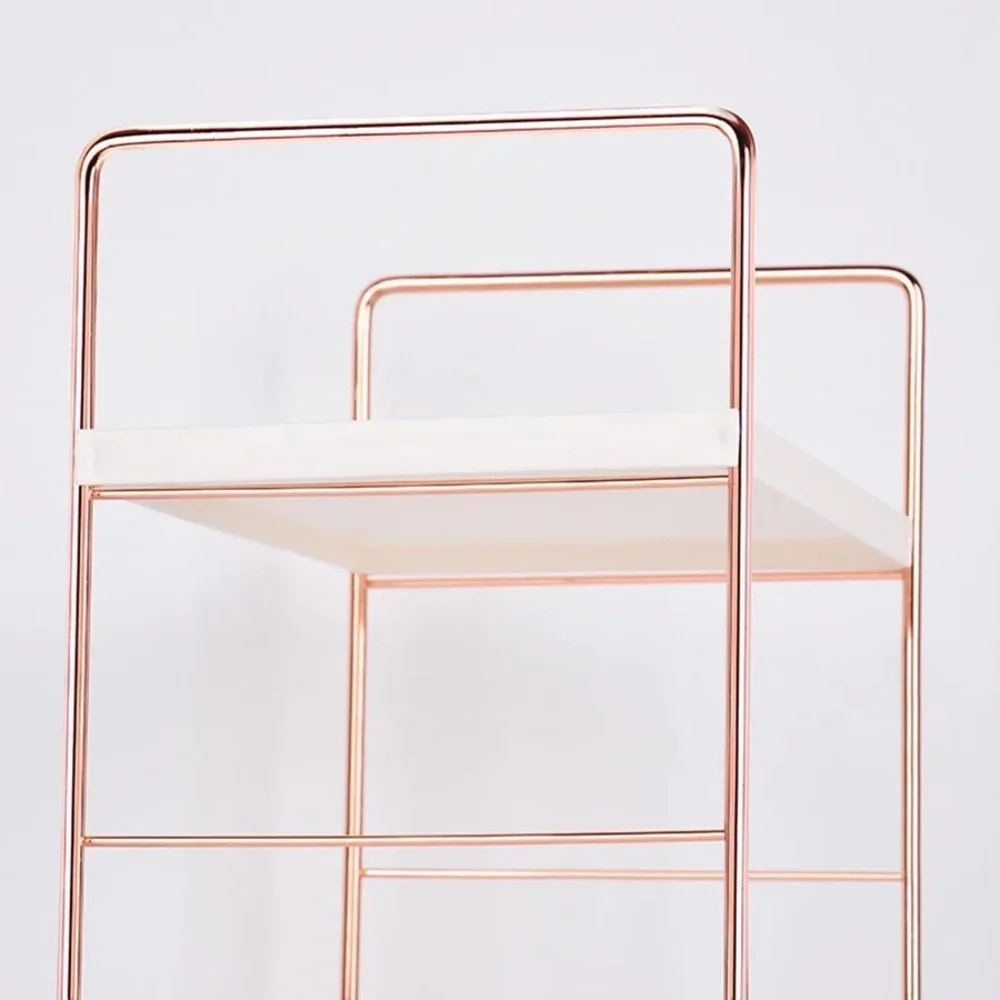 Desktop Cosmetics Storage Rack Rose Gold Bathroom Storage Shelves (3-LAYERS)